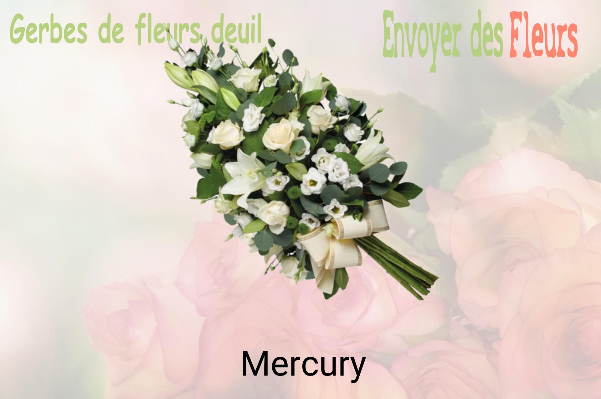 Gerbe de fleurs de deuil livrée à Mercury